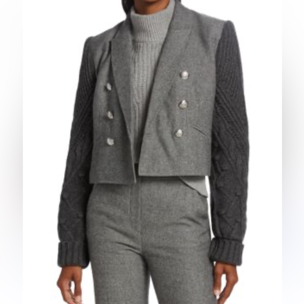 Veronica Beard Eamon Mixed Media Grey Jacket NWOT - Picture 3 of 9